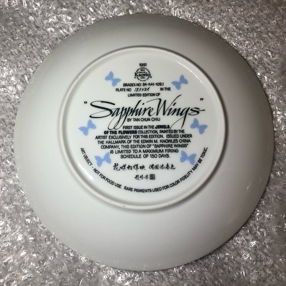 Jewels of the Flowers Complete Set 8 Porcelain w/ Platinum Rim by E. Knowles - Picture 4 of 17